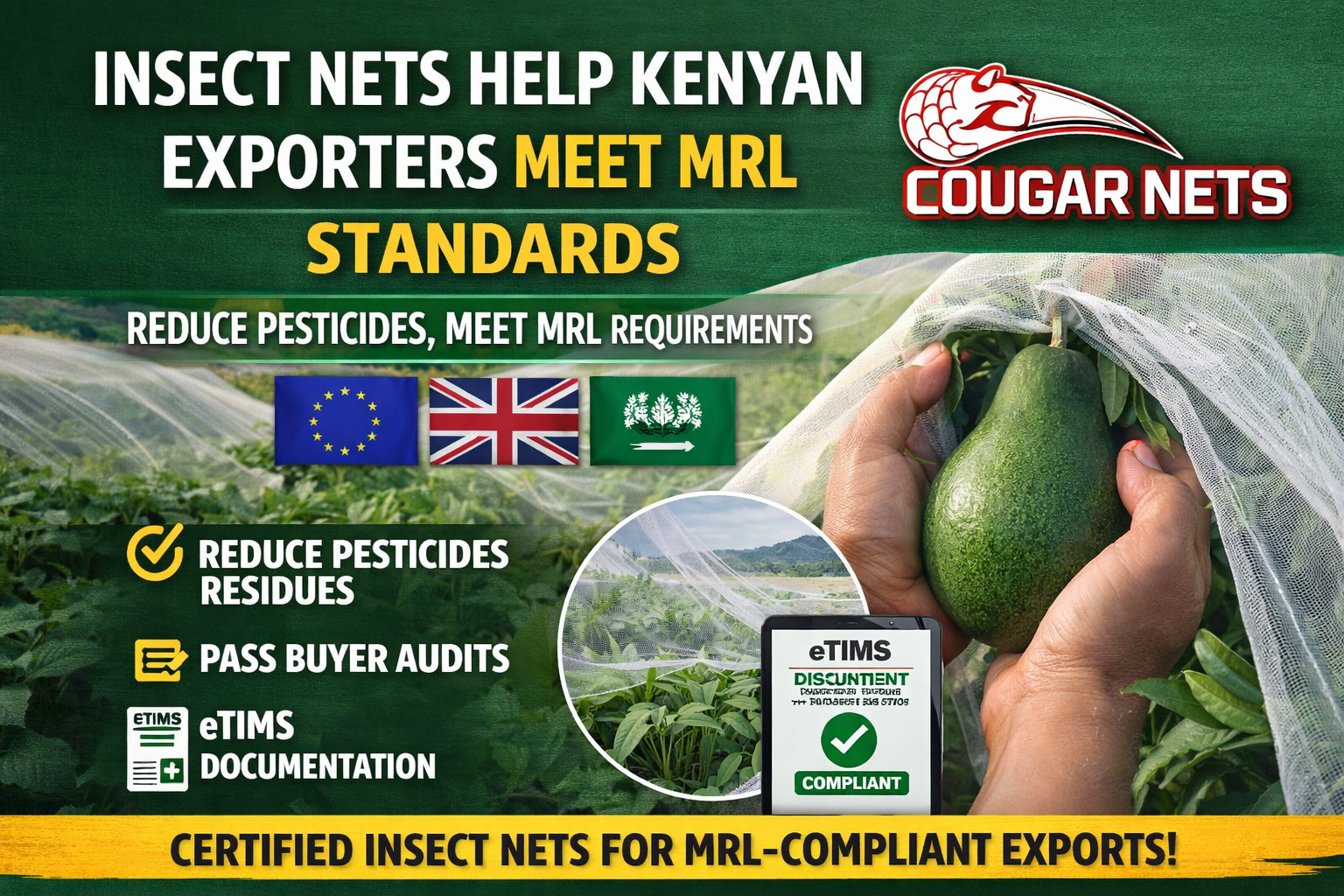 insect nets export crops